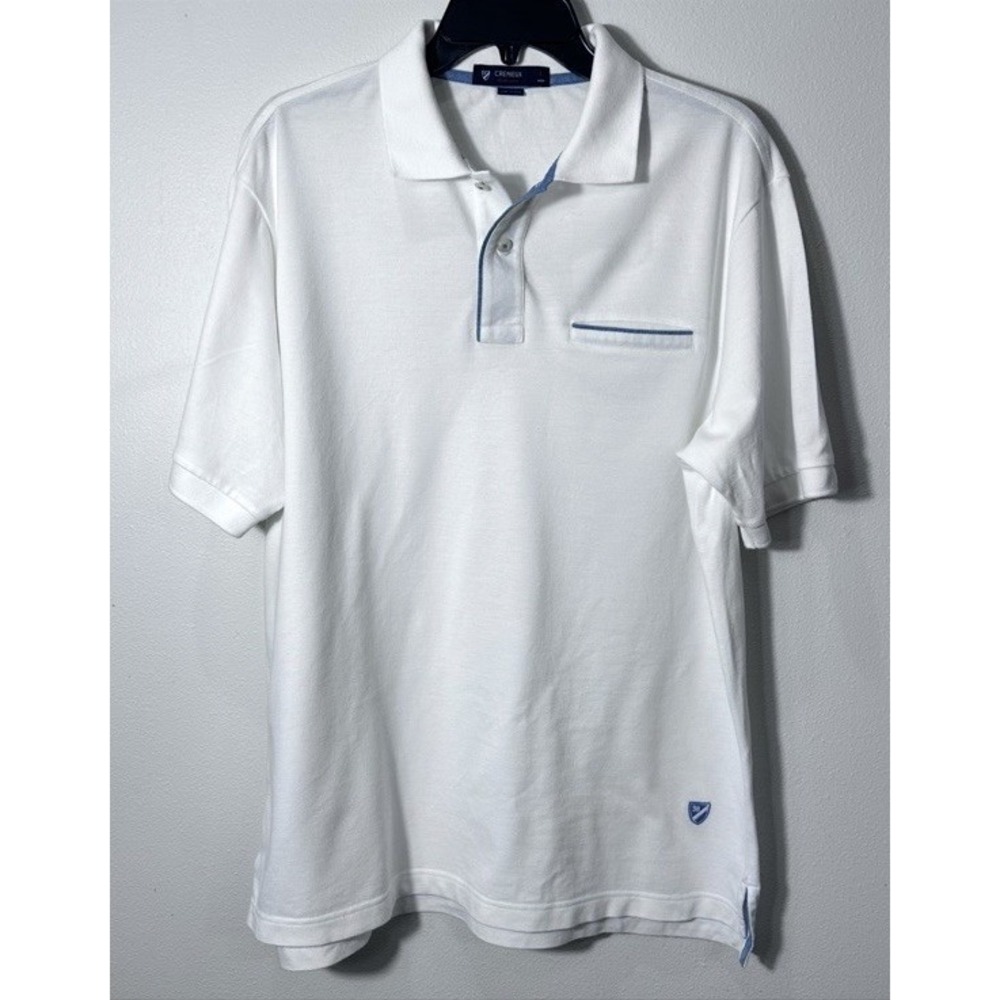 White‎ Daniel Cremieux 38 Collection Sz L Short Sleeve Polo Signature Collection